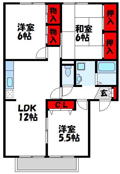 セジュールのぞみA(3LDK/1階)の間取り写真