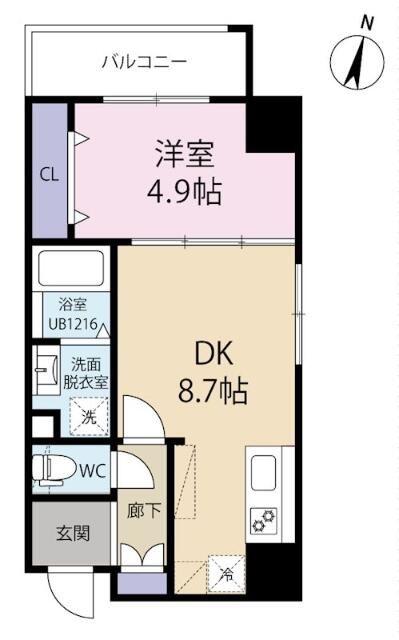 ラグーナ黒崎(1DK/8階)の間取り写真