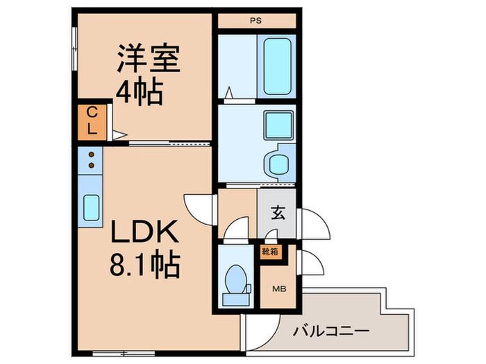 ウィズナスコート玉造(1LDK/3階)の間取り写真