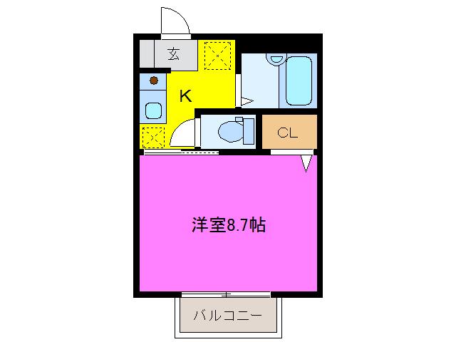 エスポアールC&Y(1K/2階)の間取り写真