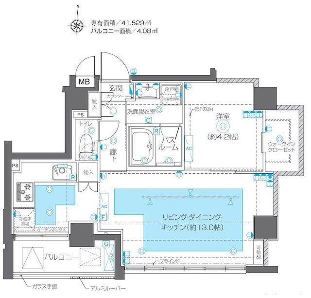 ZOOM中野ウエスト(1LDK/6階)の間取り写真