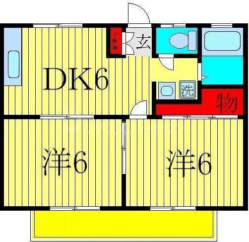 パナハイツ丹羽(2DK/1階)の間取り写真