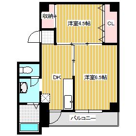 ヴィラナリー上道2号棟(2DK/2階)の間取り写真
