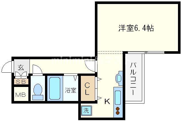 プレミアム新町III(1K/4階)の間取り写真