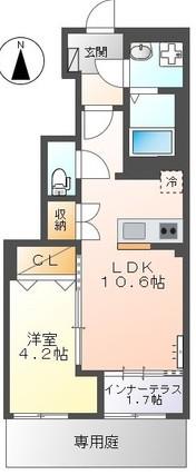 宮前区平5丁目アパート(1LDK/1階)の間取り写真