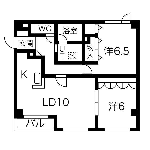 ノースエルム25(2LDK/1階)の間取り写真