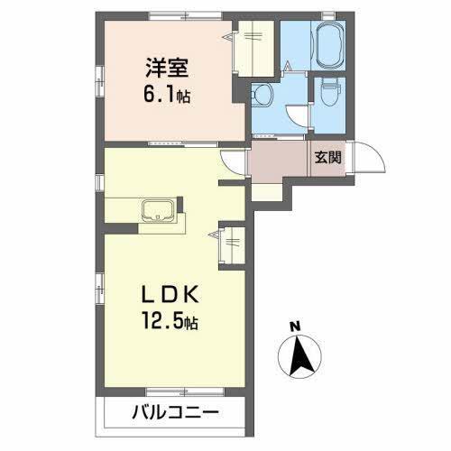 アプリコットB(1LDK/2階)の間取り写真