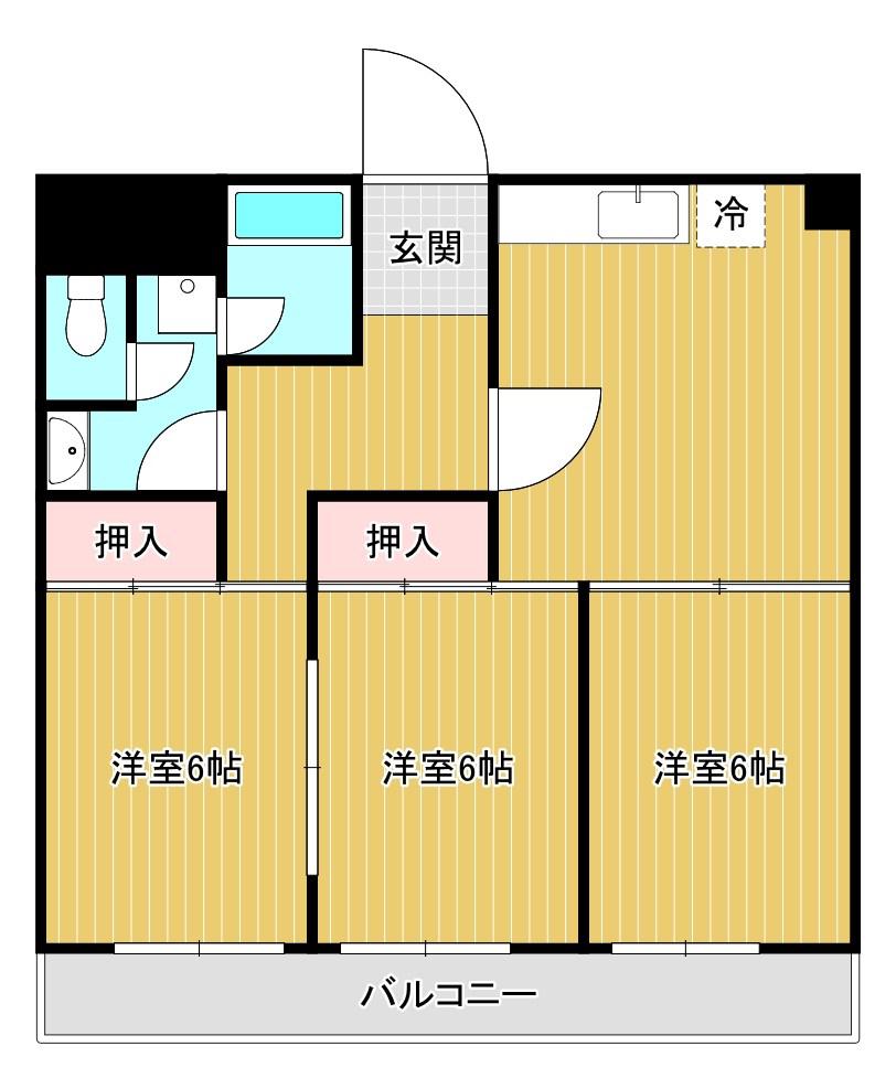 朝日プラザ桑津第2(3DK/4階)の間取り写真