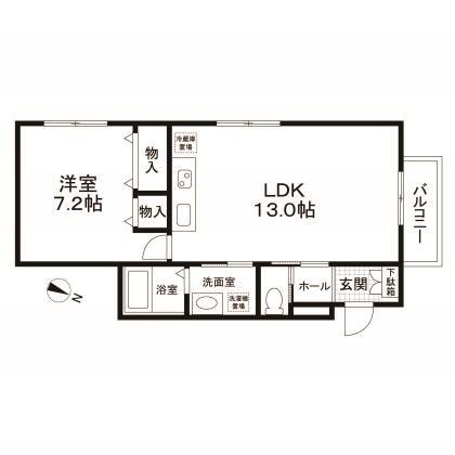 メゾンヤード(1LDK/2階)の間取り写真