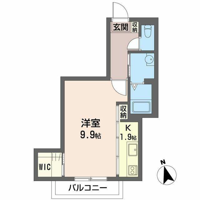 ドムスA棟(1K/2階)の間取り写真