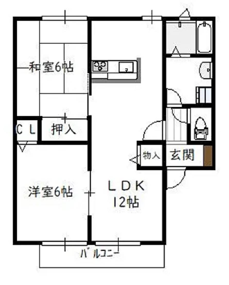 ローゼヒダカC(2LDK/2階)の間取り写真