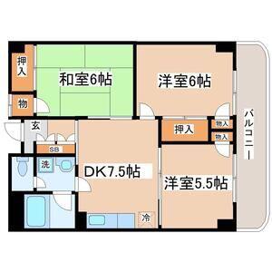 旭レジデンス(3DK/1階)の間取り写真