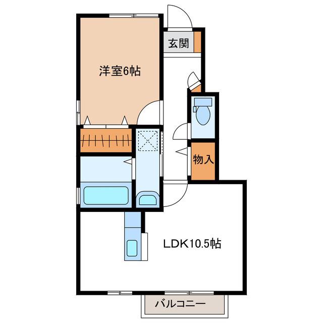 サントガスパーレB(1LDK/1階)の間取り写真