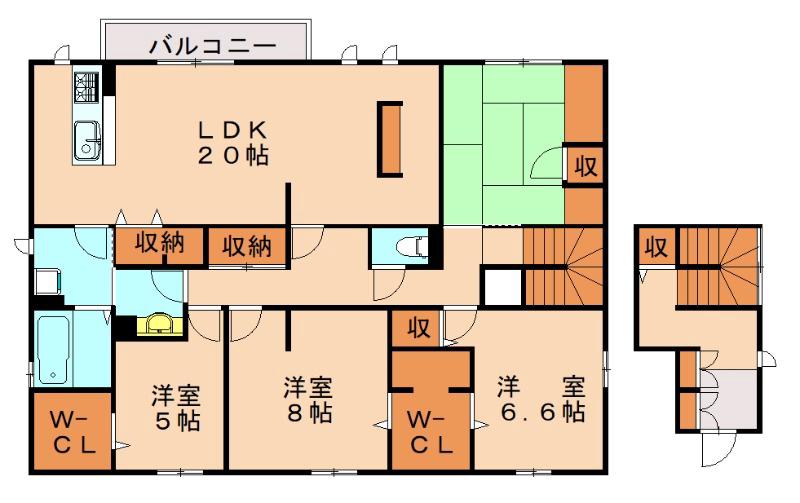 カルドーK&K A棟(4LDK/2階)の間取り写真