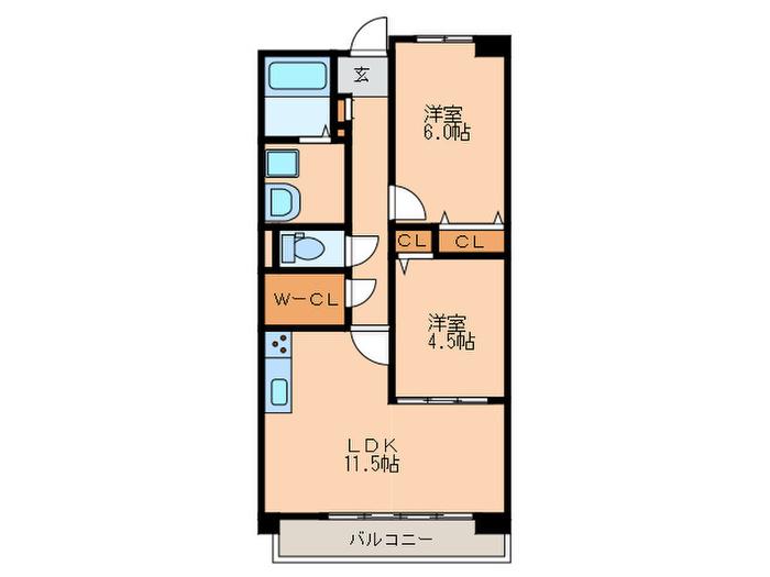 ネクスト吉塚(2LDK/5階)の間取り写真
