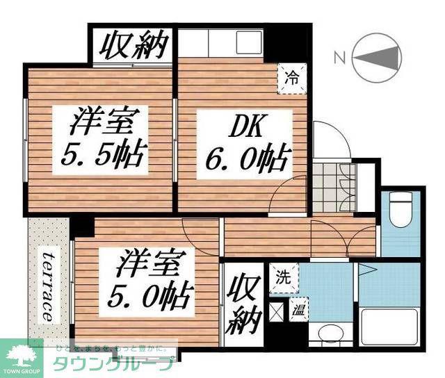 グラッドヒルズ明大前(2DK/1階)の間取り写真