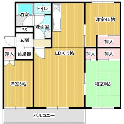 グランドール青葉(3LDK/3階)の間取り写真