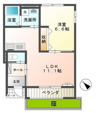 キュリアス(1LDK/1階)の間取り写真