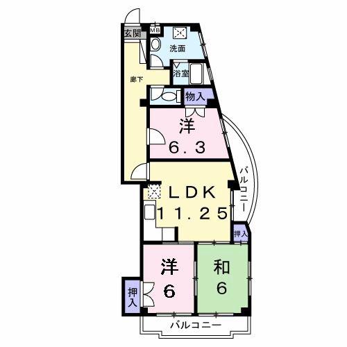 サンハイツ坂末(3LDK/2階)の間取り写真