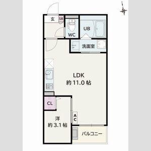 JACK SHIMOSHIGEHARAI(1LDK/2階)の間取り写真