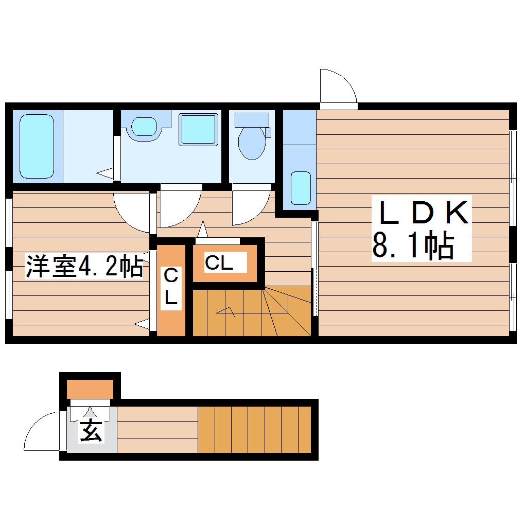 ルミエール・M(1LDK/2階)の間取り写真
