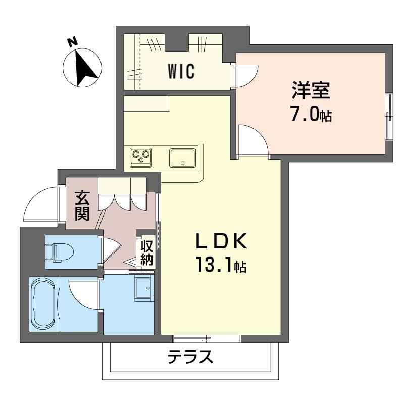 プエンテ アルト(1LDK/1階)の間取り写真