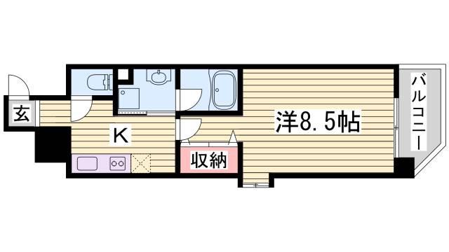 HESTIA神戸(1K/7階)の間取り写真