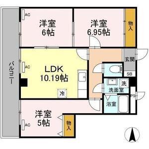 ロイメント名駅(3LDK/8階)の間取り写真
