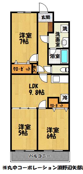 サン マウント(3LDK/3階)の間取り写真