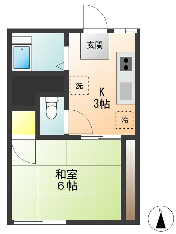 コーポツカハラ(1K/1階)の間取り写真