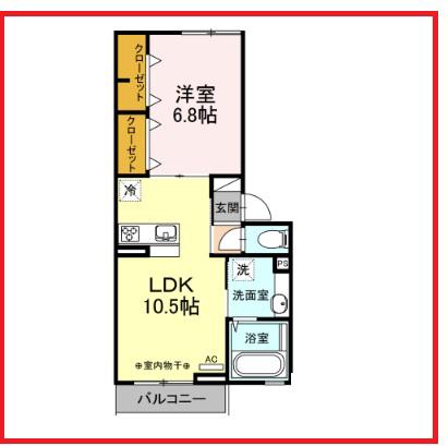 ムーンボー(1LDK/2階)の間取り写真