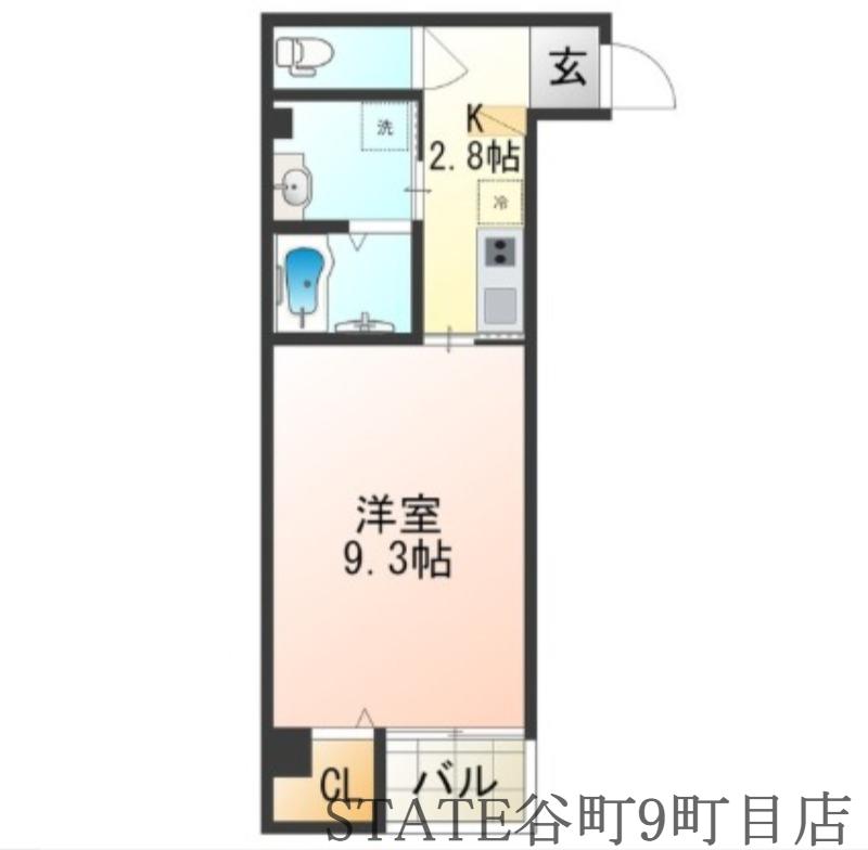 レクラン今里(1K/7階)の間取り写真