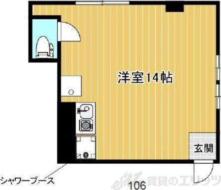 ヴィクトリアコート淀川ウエスト(ワンルーム/1階)の間取り写真
