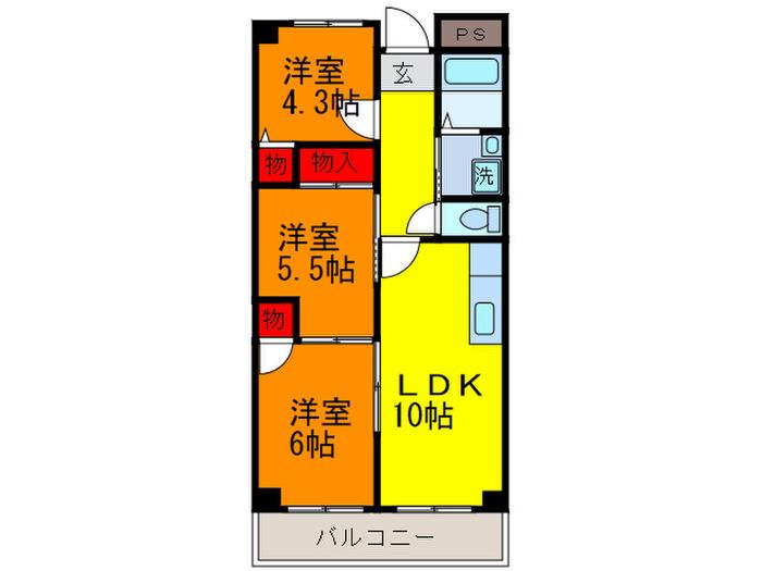エクセル上小阪(3LDK/1階)の間取り写真