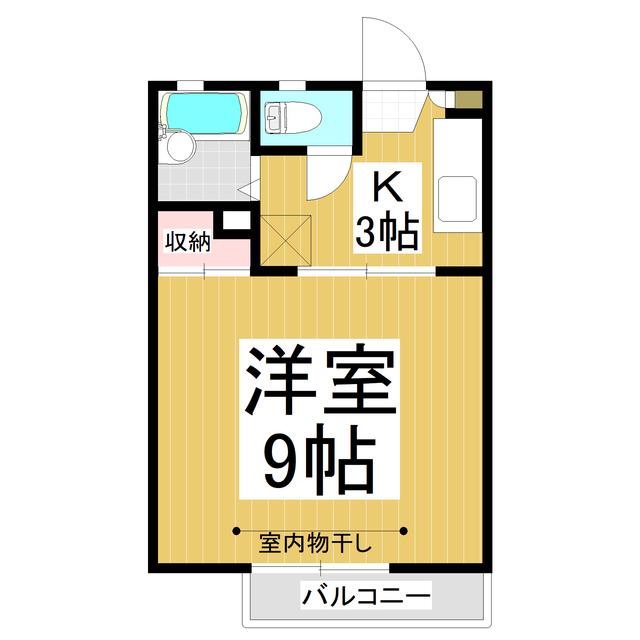 フラット柳町 II(1K/2階)の間取り写真