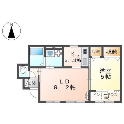 モイス・シャーム宮前(1LDK/1階)の間取り写真