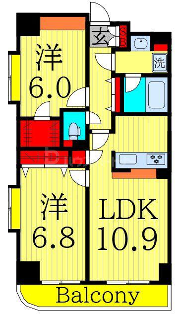 ベイシティ葛西2(1SLDK/10階)の間取り写真