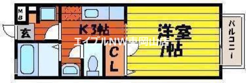 クライン・ブリュッケD(1K/1階)の間取り写真