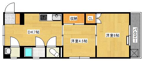 第1広州ビル(2DK/2階)の間取り写真
