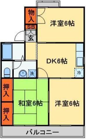 FS535-1(3DK/2階)の間取り写真