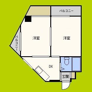 ラパンジール大国III(2DK/6階)の間取り写真