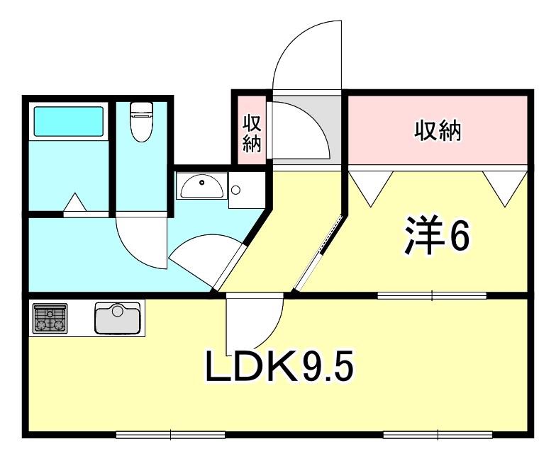 ラムール長田(1LDK/2階)の間取り写真