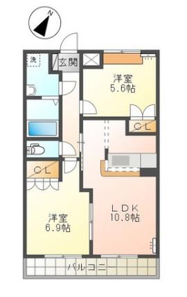 サンコート越谷(2LDK/2階)の間取り写真