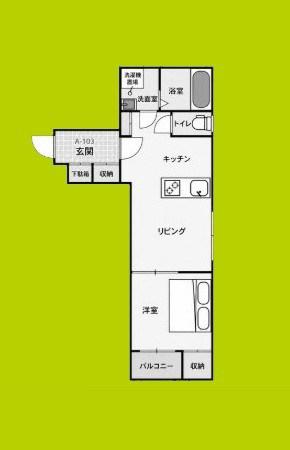 SUN生A号棟(1DK/1階)の間取り写真