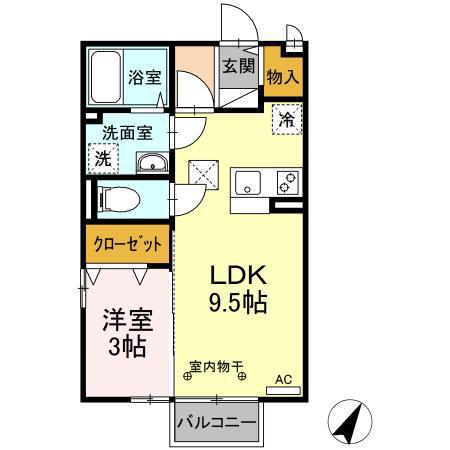 第3サニーサイト(1LDK/1階)の間取り写真