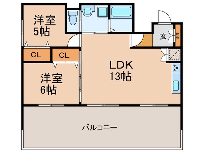 藤和シティコープ上町(2LDK/10階)の間取り写真