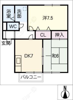 コンフォール(2DK/1階)の間取り写真