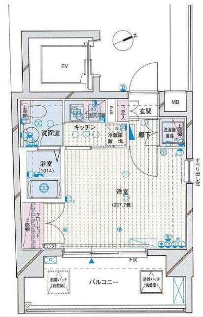 プレール・ドゥーク東京ベイIII(1K/8階)の間取り写真