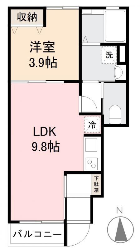 そらのハルカス(1LDK/1階)の間取り写真