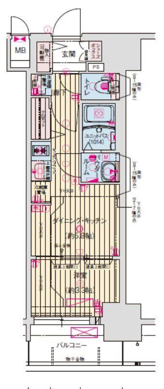 プレサンスジェネ新栄町駅前 葵(1DK/12階)の間取り写真